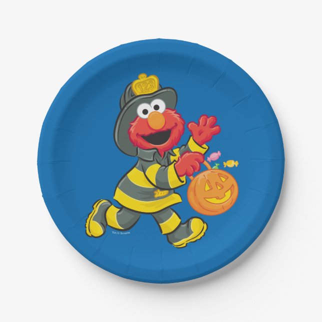 Elmo | Fireman Costume Paper Plate (Front)