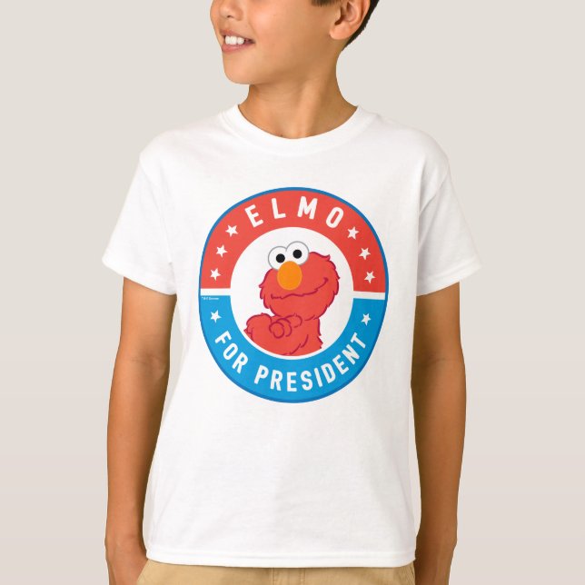 Elmo for President Badge T-Shirt (Front)