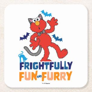 Elmo   Frightfully Fun & Furry Square Paper Coaster