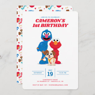 Elmo, Grover & Tango Birthday Invitation