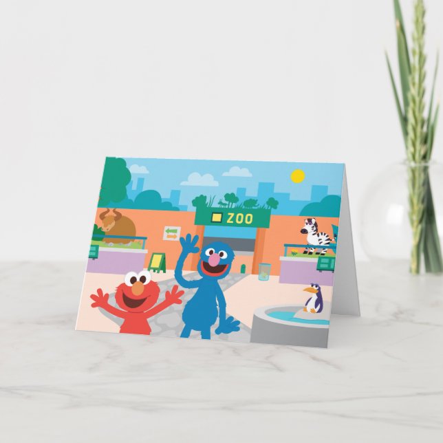 Elmo & Grover | Zoo Scene Card (Front)