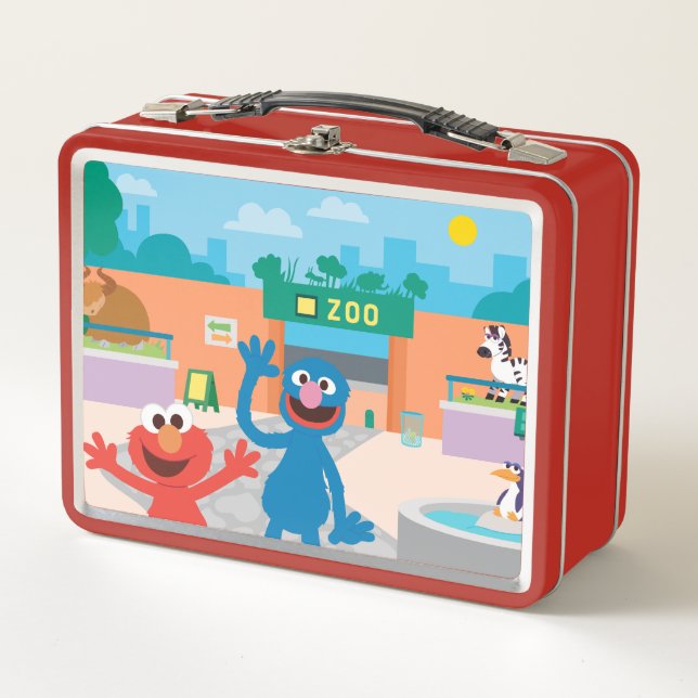 Elmo & Grover | Zoo Scene Metal Lunch Box (Front)