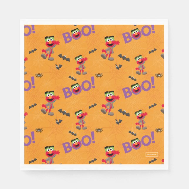 Elmo | Halloween Boo Pattern Napkin (Front)
