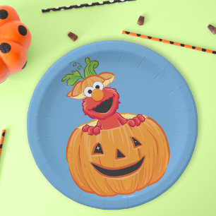 Elmo   Halloween Jack-O-Lantern Paper Plate