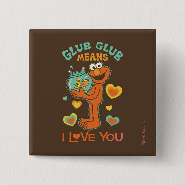 Elmo Holding his Pet Goldfish 15 Cm Square Badge (Front)