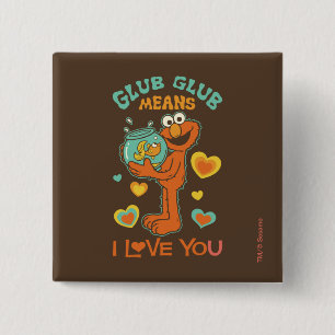 Elmo Holding his Pet Goldfish 15 Cm Square Badge