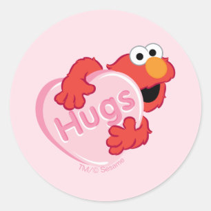 Elmo "Hugs" Valentine Heart Candy Classic Round Sticker