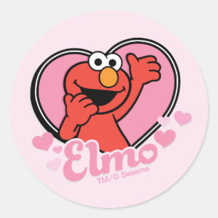 Elmo in Heart Valentine Classic Round Sticker