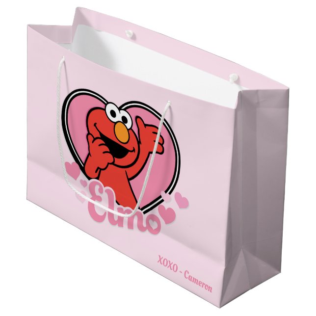 Elmo in Heart Valentine Large Gift Bag (Front Angled)