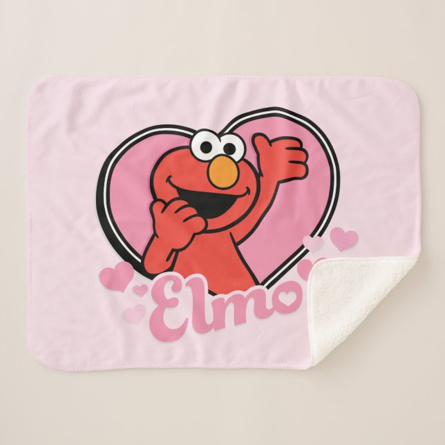 Elmo in Heart Valentine Sherpa Blanket (Front (Horizontal))