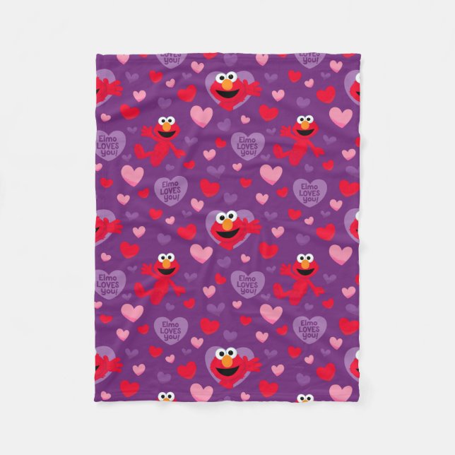 Elmo Loves You Valentine's Day Pattern Fleece Blanket (Front)