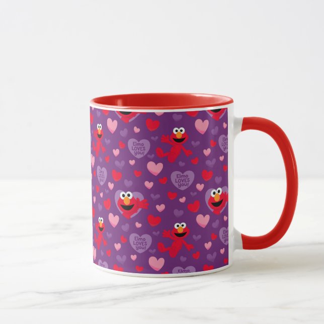 Elmo Loves You Valentine's Day Pattern Mug (Right)