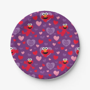Elmo Loves You Valentine's Day Pattern Paper Plate