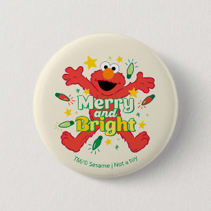 Elmo Merry and Bright 6 Cm Round Badge