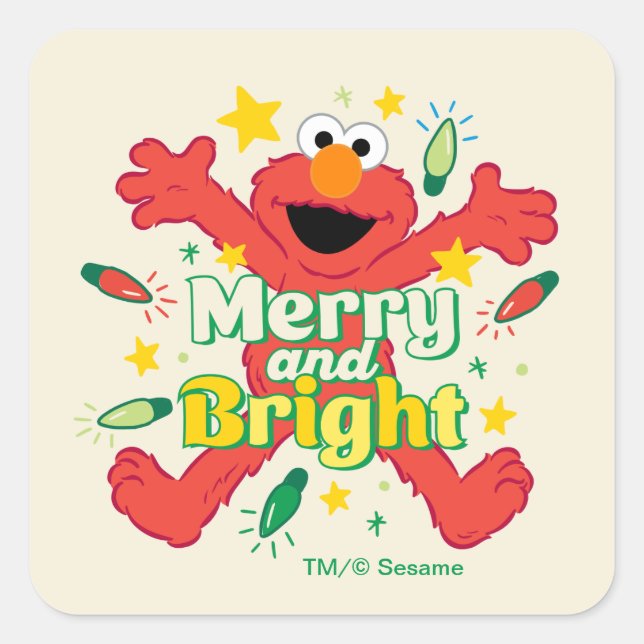 Elmo | Merry and Bright Square Sticker (Front)