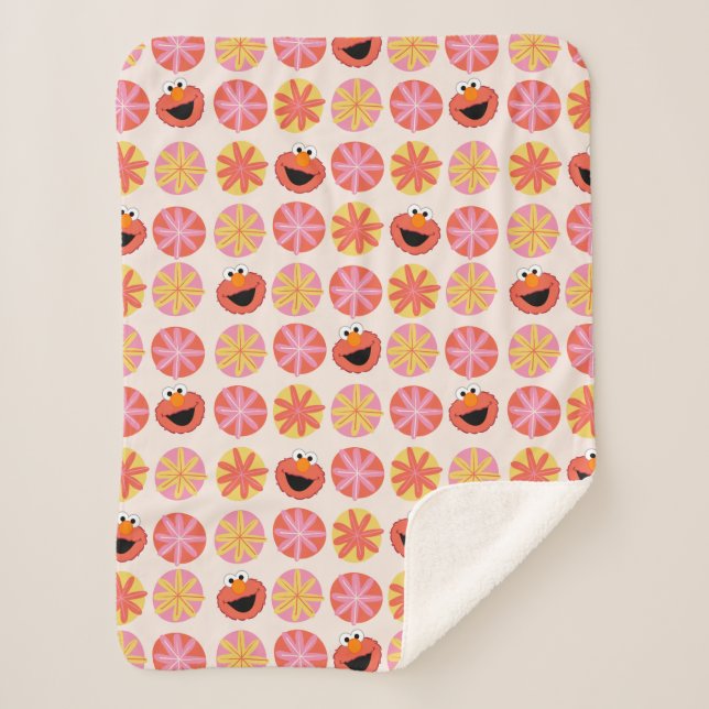 Elmo Pom-Pom Pattern Sherpa Blanket (Front)