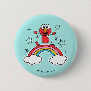 Elmo Rainbow Doodley Graphic 6 Cm Round Badge