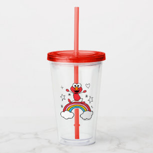 Elmo Rainbow Doodley Graphic Acrylic Tumbler