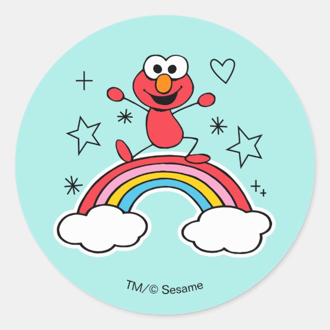 Elmo Rainbow Doodley Graphic Classic Round Sticker (Front)