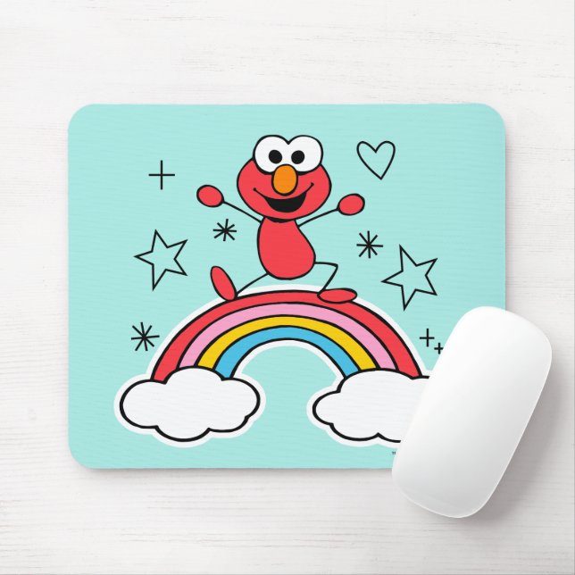 Elmo Rainbow Doodley Graphic Mouse Mat (With Mouse)