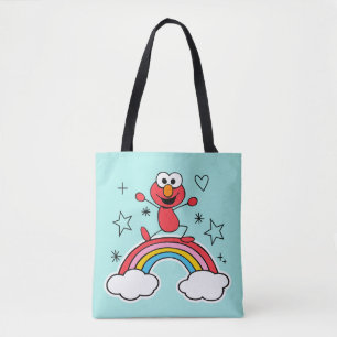 Elmo Rainbow Doodley Graphic Tote Bag