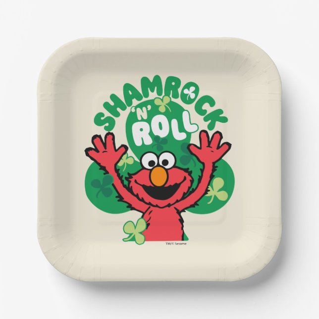 Elmo | Shamrock 'N' Roll Paper Plate (Front)