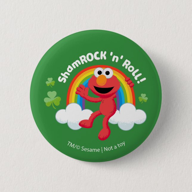 Elmo | Shamrock 'n' Roll Rainbow 6 Cm Round Badge (Front)