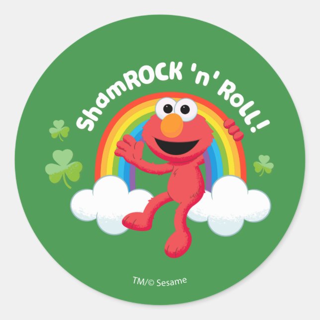Elmo | Shamrock 'n' Roll Rainbow Classic Round Sticker (Front)