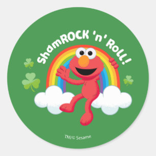 Elmo Shamrock 'n' Roll Rainbow Classic Round Sticker