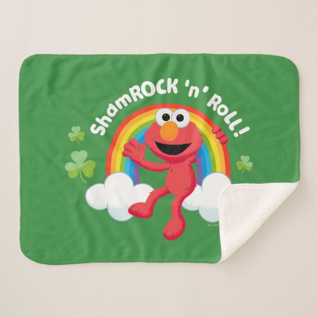 Elmo | Shamrock 'n' Roll Rainbow Sherpa Blanket (Front (Horizontal))