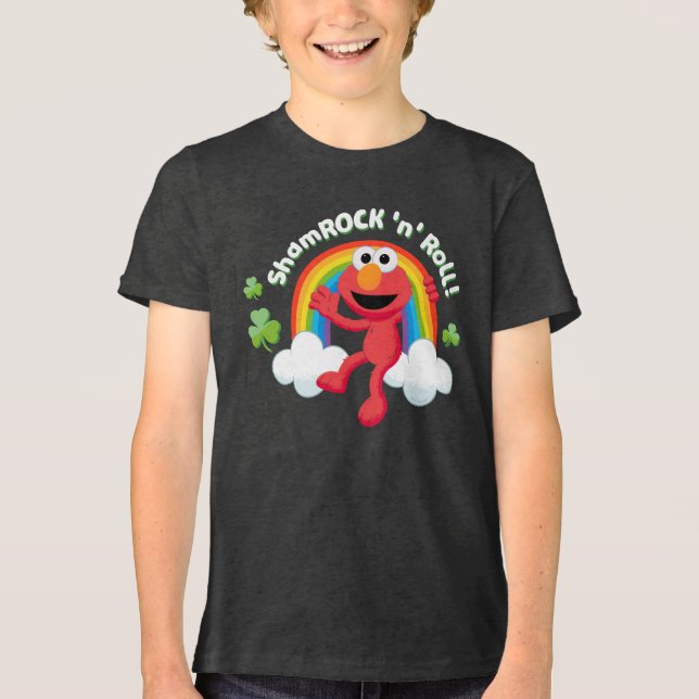 Elmo | Shamrock 'n' Roll Rainbow Tri-Blend Shirt (Front)