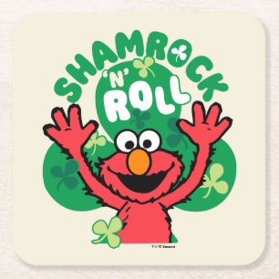 Elmo Shamrock 'N' Roll Square Paper Coaster