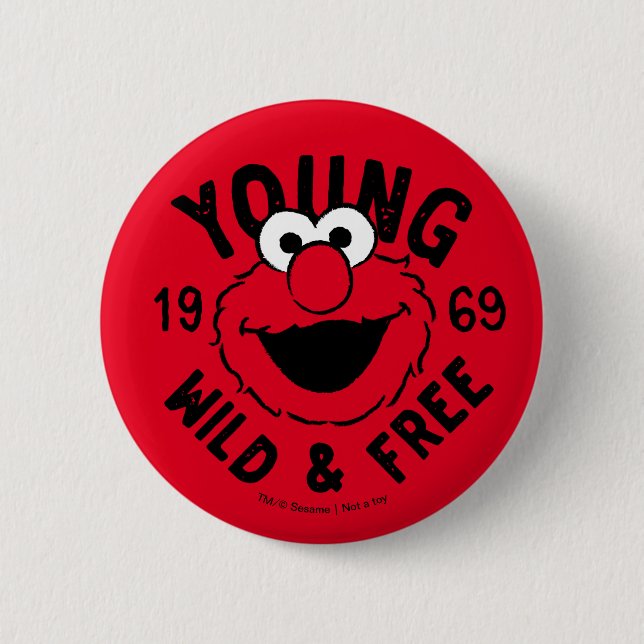 Elmo Skate Logo - Young, Wild & Free 1969 6 Cm Round Badge (Front)