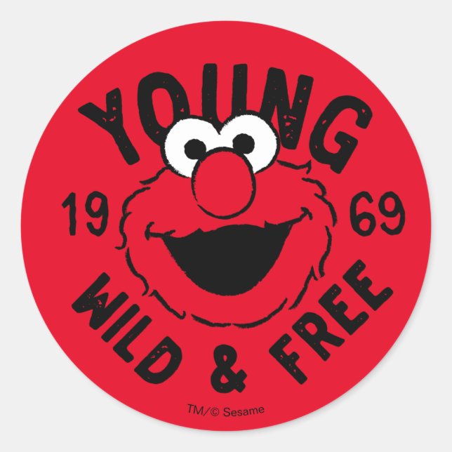 Elmo Skate Logo - Young, Wild & Free 1969 Classic Round Sticker (Front)