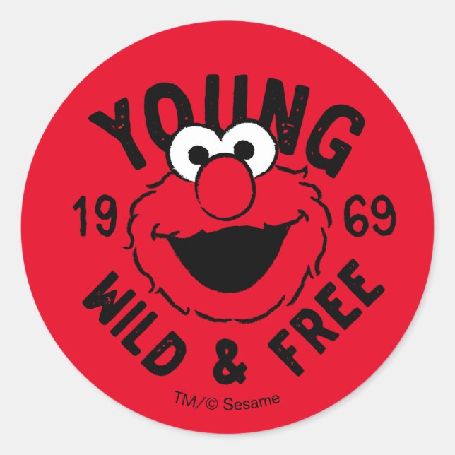 Elmo Skate Logo - Young, Wild & Free 1969 Classic Round Sticker (Front)