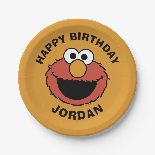 Elmo Smiling Face Paper Plate (Front)