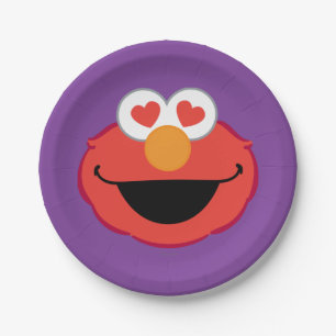 Elmo Smiling Face with Heart-Shaped Eyes Paper Plate