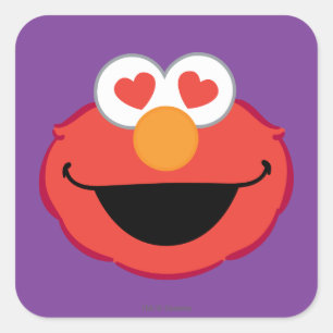 Elmo Smiling Face with Heart-Shaped Eyes Square Sticker