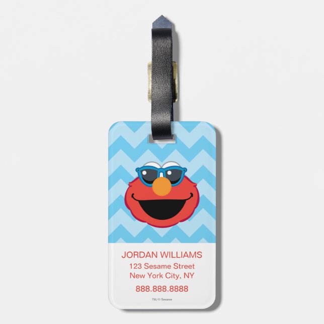 Elmo  Smiling Face with Sunglasses Luggage Tag (Back Vertical)