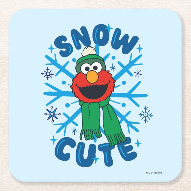Elmo Snow Cute Square Paper Coaster (Front)