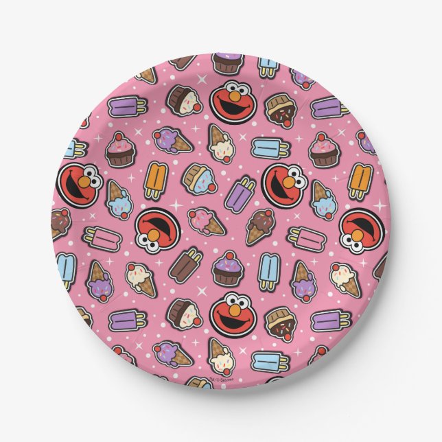 Elmo Sweet Treat Sticker Pattern Paper Plate (Front)