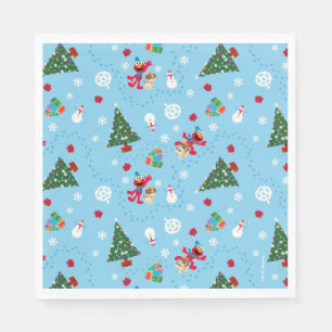 Elmo & Tango Blue Christmas Pattern Napkin