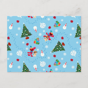 Elmo & Tango Blue Christmas Pattern Postcard