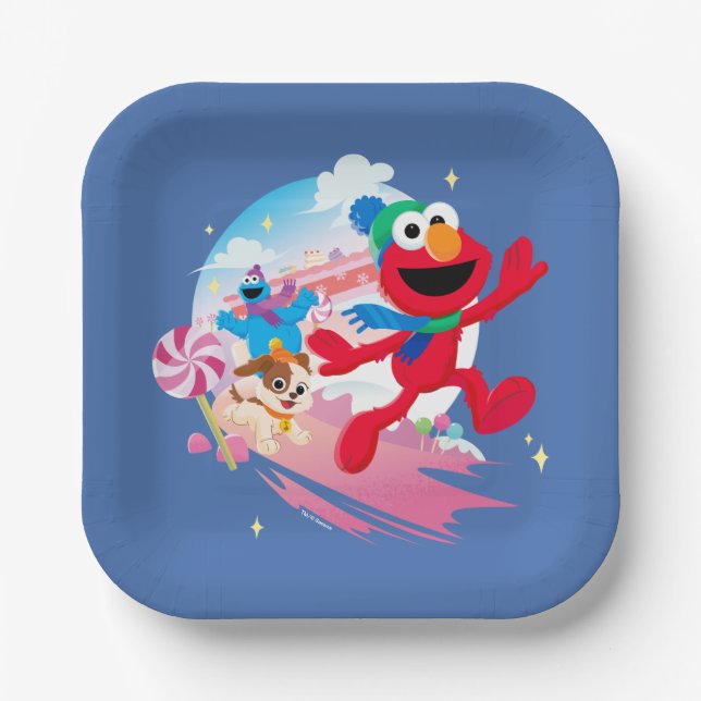 Elmo, Tango & Cookie Monster | Best Christmas Ever Paper Plate (Front)