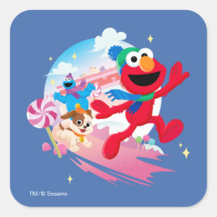 Elmo, Tango & Cookie Monster   Best Christmas Ever Square Sticker