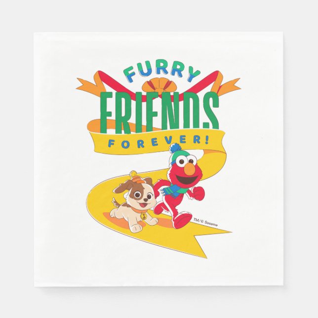 Elmo & Tango | Furry Friends Forever Napkin (Front)