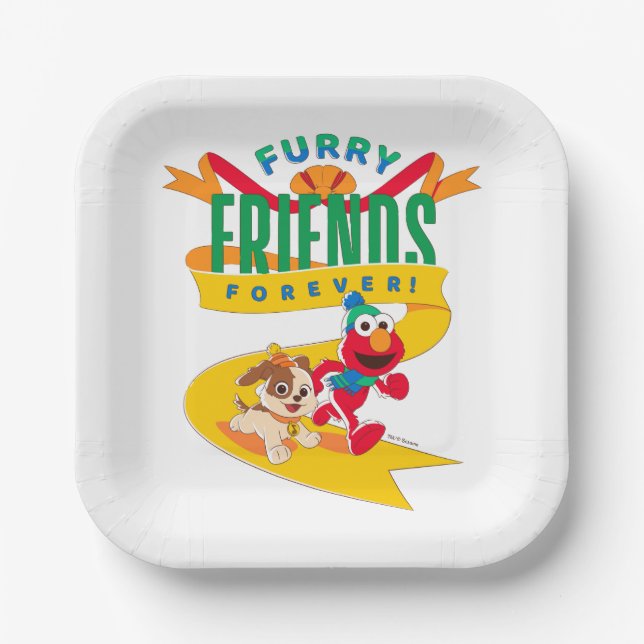 Elmo & Tango | Furry Friends Forever Paper Plate (Front)