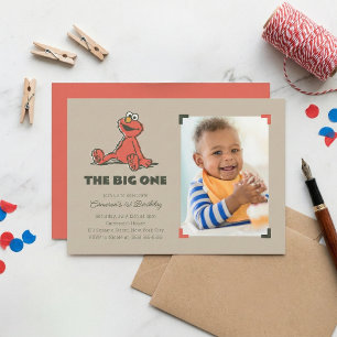 Elmo   The Big One First Birthday - Photo Invitation