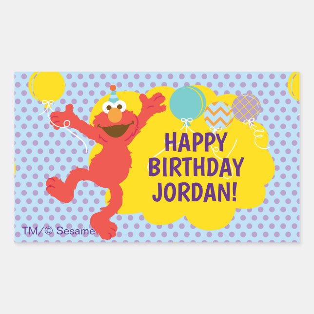 Elmo With Party Balloons Pattern Rectangular Sticker (Front)