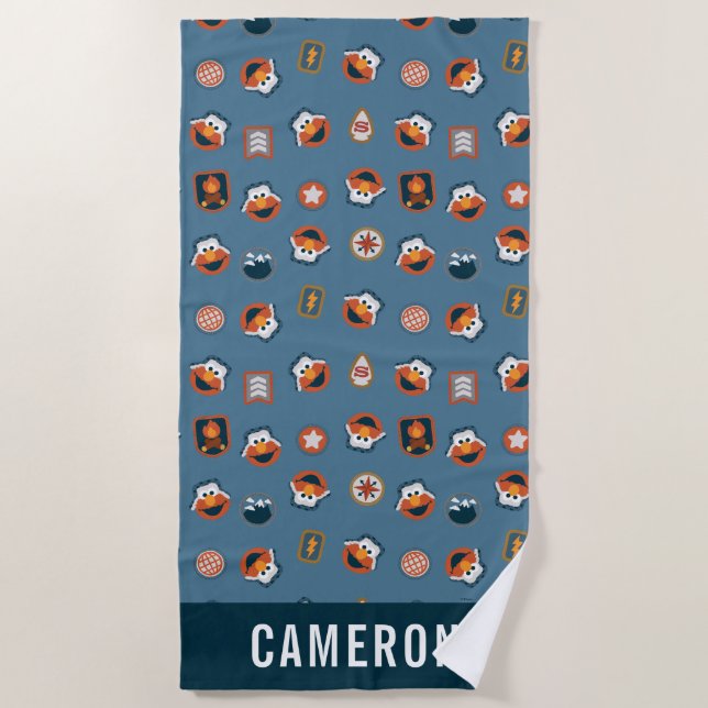 Elmo Woodland Explorer Pattern Beach Towel (Front)